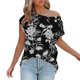 thumbnail image 2 of Gibobby Casual Playera de Manga Corta para Mujer Camiseta informal manga corta con hombros descubiertos para mujer, camiseta extragrande con estampado básico para e(Negro,M), 2 of 5