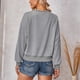 thumbnail image 3 of Blusa de manga larga para mujer, camisa con cuello redondo, Color puro, lavado a máquina para oficina en casa, 3 of 5