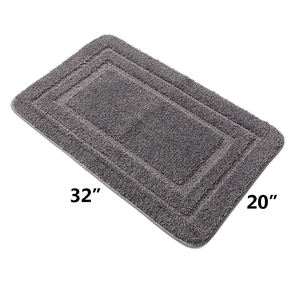 Soft Bathroom Rugs Absorbent Non-Slip 20" x 32" Dark Gray Fluffy Microfiber Bath Mats Machine Washable