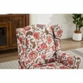thumbnail image 4 of Modern Accent Chair with Wood Legs Retro Floral Design, Upholstered Armchair Single Sofa for Living Room Bedroom Office, Bean Paste Red, 4 of 7