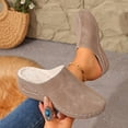 thumbnail image 2 of YOUYEDIAN Leather Orthopedic Shoes for Women Slip-On Nurse Shoes Fashion Round-Toe Wedge Heel Thick-Soled Comfortable Arch Support Walking Mules (Light Brown, 9 Wide), 2 of 5