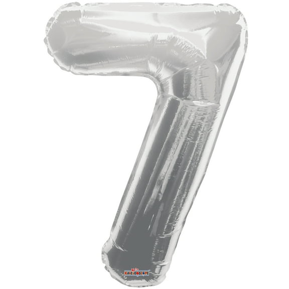 34 inch Kaleidoscope Number 7 - Silver Foil Mylar Balloon - Party Supplies Decorations
