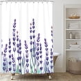 thumbnail image 3 of Lavender Shower Curtain, Purple Lavender Floral Shower Curtain Set, Watercolor Plant Leaves Flower Shower Curtains for Bathroom, Waterproof Fabric with 12 Hooks, 72 x 72 Inches, 3 of 6