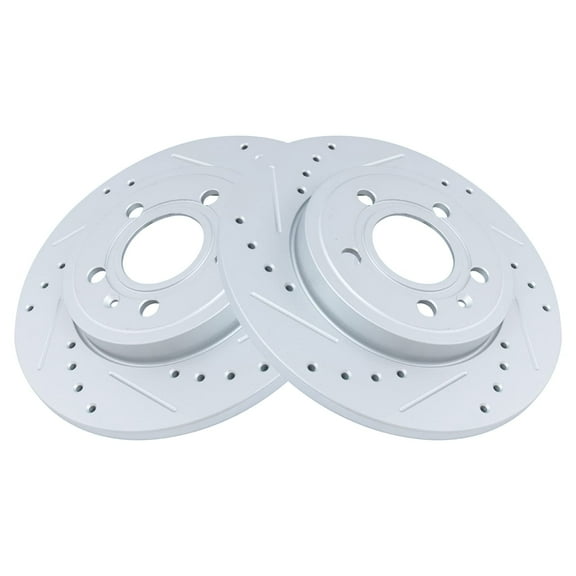 TRQ Rear Performance Brake Rotors Set Premium G-Coated Cross Drilled & Slotted Fits Select 2005-2009 Audi A4 A4 Quattro