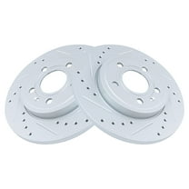 TRQ Rear Performance Brake Rotors Set Premium G-Coated Cross Drilled & Slotted Fits Select 2005-2009 Audi A4 A4 Quattro