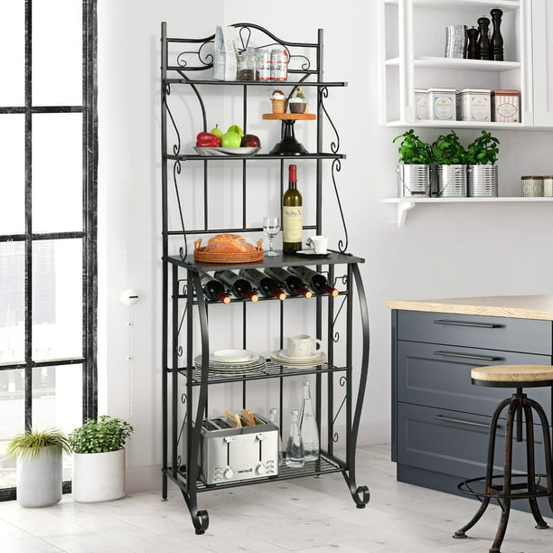 Costway 5 Tier Metal Kitchen Bakers Rack Microwave Storage Oven