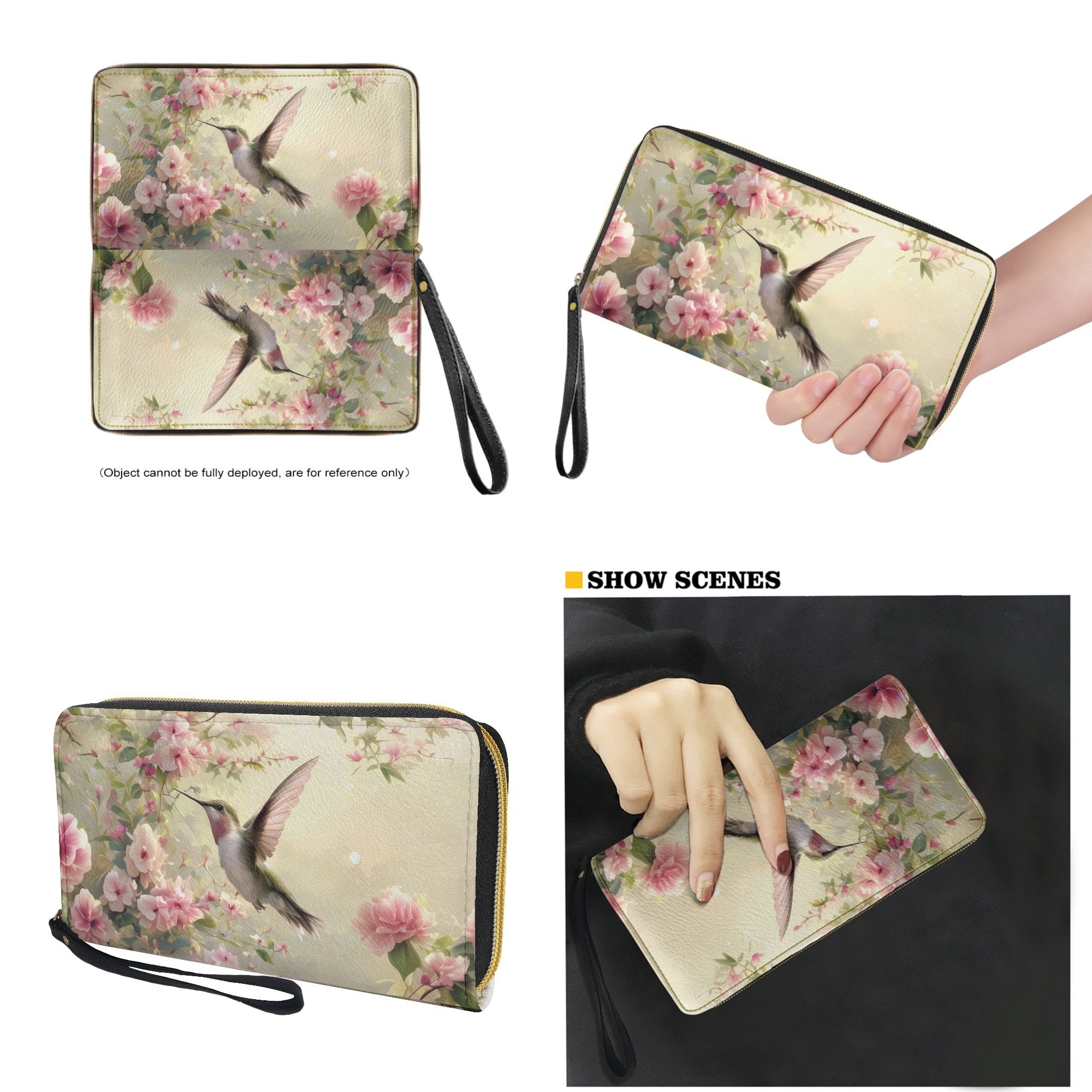 Kuiaobaty Hummingbird Print Tote Bag for Women, Flowers Print Leather Satchel Purse with Adjustable Strap, Lightweight Casual Shoulder Handbag for Travel & Shopping, Green