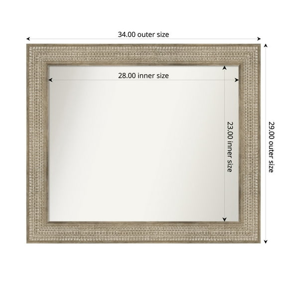 Amanti Art Custom Wall and Bathroom Mirror (29 x 34 in.), Trellis Silver Frame