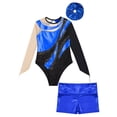 thumbnail image 3 of Yeahdor Girls Figure Ice Skating Tumbling Outfit Shiny Rhinestone Gymnastics Leotard with Shorts Hair Band Gym Dance Suit Royal Blue 10, 3 of 5