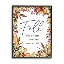 Stylish Fall Script Phrase Autumnal Foliage Plants Botanical & Floral Graphic Art Framed Art Print Wall Art