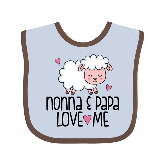 Inktastic Nonna and Papa Grandchild Lamb Boys or Girls Baby Bib