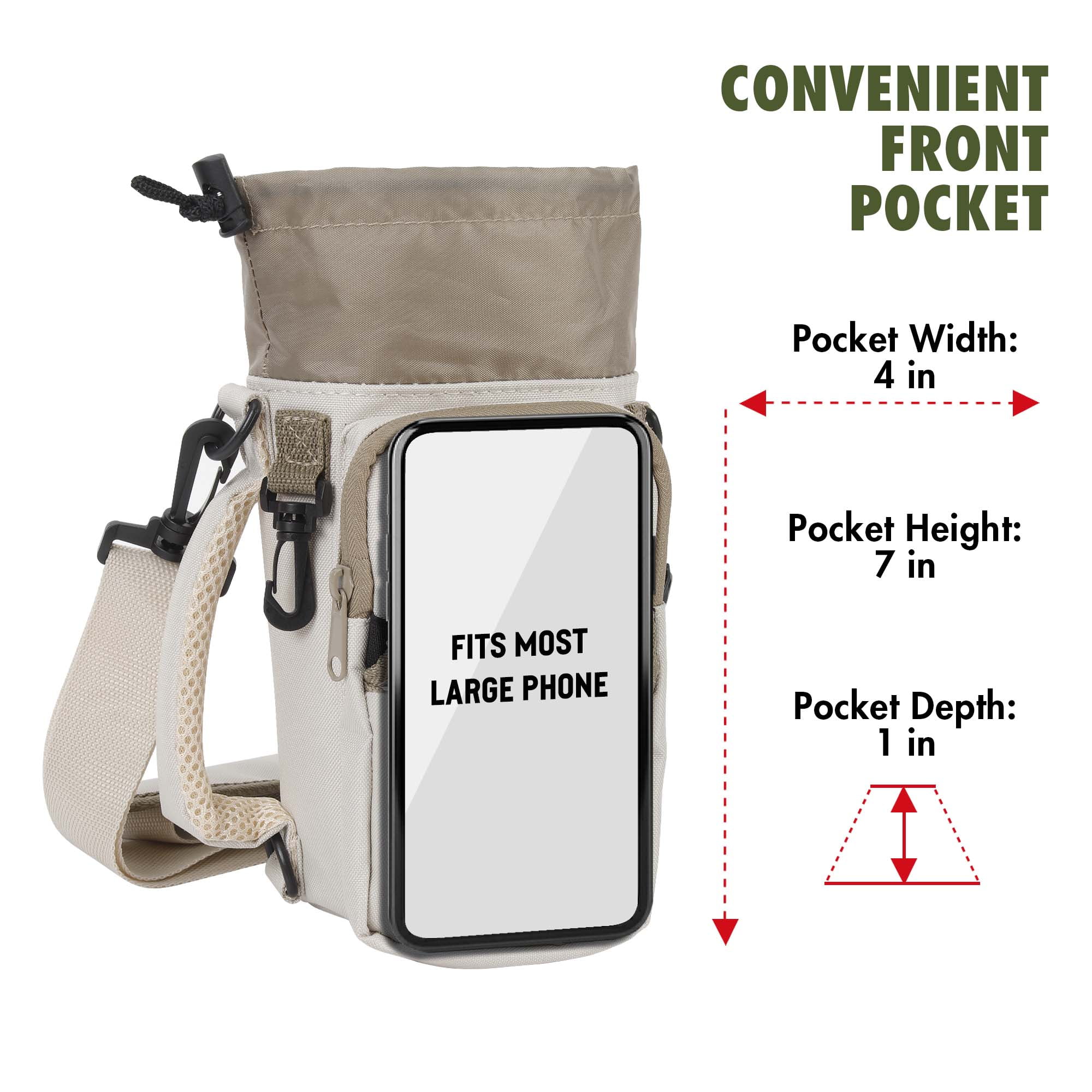 (3 pack) Ozark Trail 32-40 fl oz Water Bottle Sling w/ Strap, Khaki