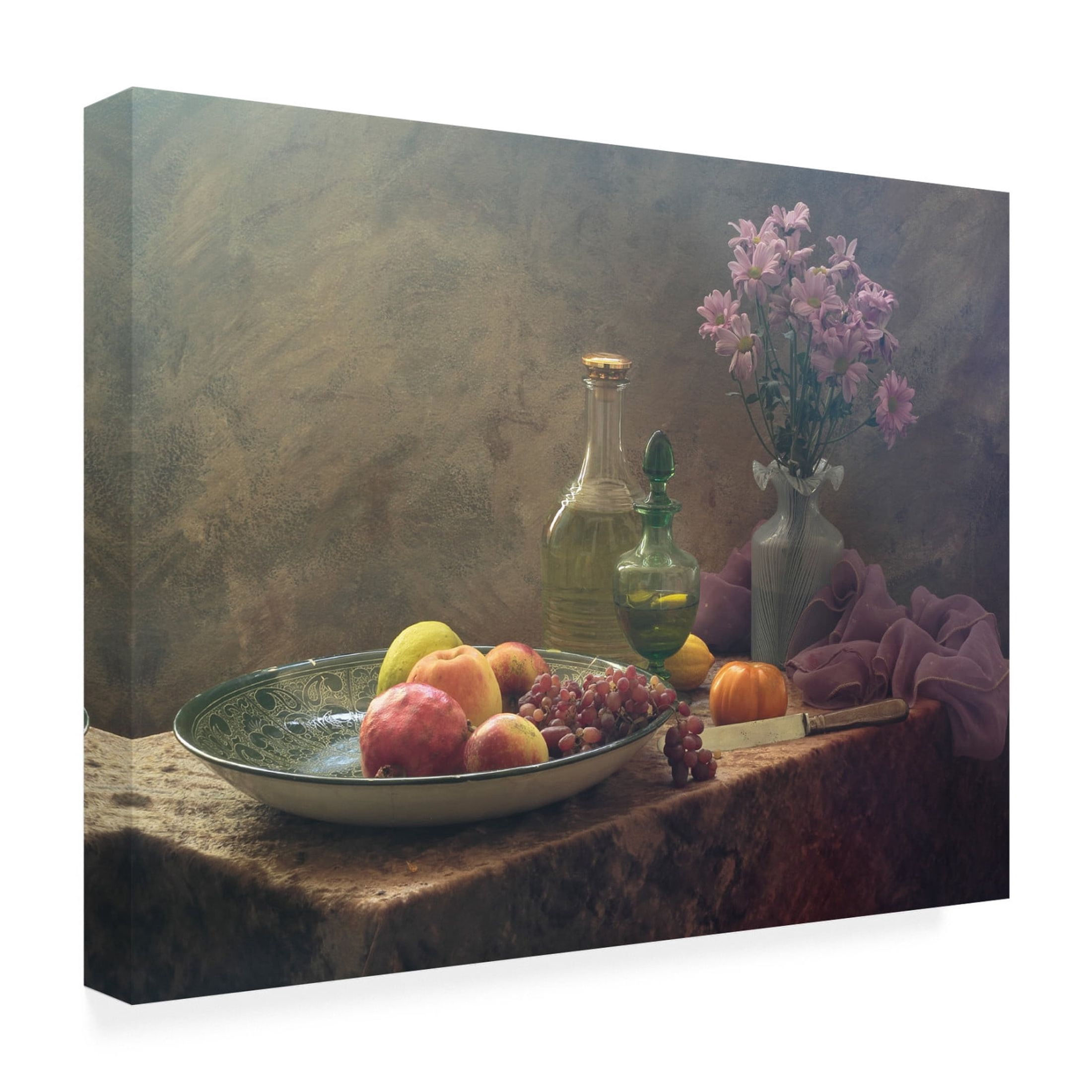 Canvas Wall Art - UstinaGreen  'Still Life With Lilac Flowers' Wall Art for Living Room, Bedroom, or Office Décor by Trademark Fine Art - 47 x 35 Inches