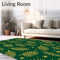 thumbnail image 2 of ODIKA 2'x3' Machine Washable Non-Slip Area Rug, Winter Evergreen Branches and Twinkling Motif Duo High Traffic Rug with Pad, Green, 627646, 2 of 8