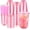 Pink, variant on 100 Set 16oz Disposable Plastic Cups with Lids & Straws, Clear Pink Cold Drink Cups, Round Bottom To Go Cups for Iced Coffee, Smoothies, Slushies, Party Supplies