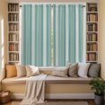 thumbnail image 3 of Teal Stripes Kitchen Curtains 63 Inch Length, Farmhouse Striped Modern Abstra Tiers Curtains for Living Room Berdoom Bathroom, Light Filtering Drapes Rod Pocket Window Treatment 2 Panels 42"Wx63"L, 3 of 9