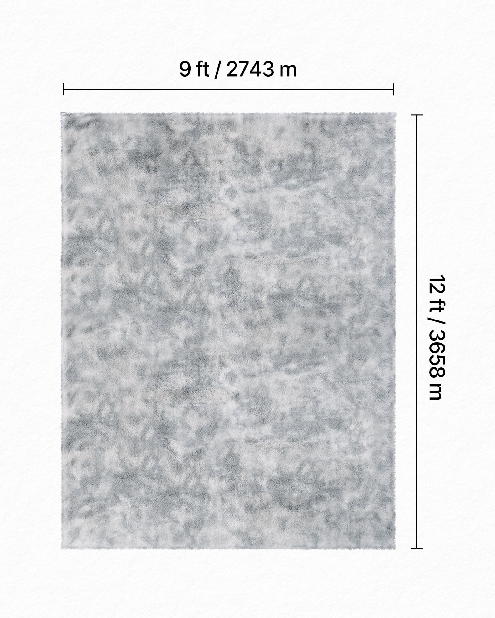 VEVOR Indoor Plush Area Rugs, 9 x 12 ft Soft Plush Carpet, Furry Shag Area Rugs for Living Room, Bedroom, Modern Home Decor Aesthetic Long-Pile Rug, Non-Shedding, Slip-Resistant, Tie-Dye Light Gray
