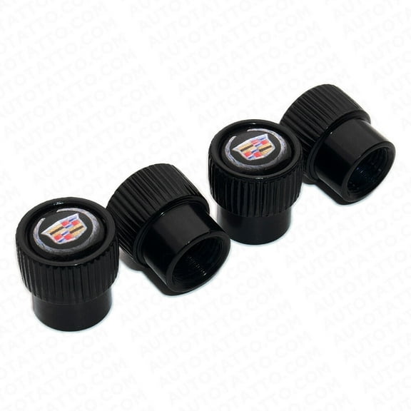 4pcs Universal Fit Cadillac Car Wheels Tire Air Valve Cap Stem Dust Cover Black