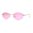 thumbnail image 1 of Narrow Hexagon Hippie Color Lens Metal Rim Dad Shade Sunglasses Gold Pink, 1 of 4