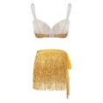 thumbnail image 2 of TiaoBug Women Sequin Skirt and Top Tassel Outfit Set Sparkly Belly Dance Costume Bra Tops and Fringe Skirts Sets Gold 38A, 38B, 38C, 2 of 7