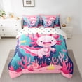thumbnail image 2 of Manfei Cute Animal Axolotl Bedding Comforter Set 7-Piece for Boys Girls,Kawaii Salamander King Bedding Sets,Cartoon Ocean Wildlife Ultra Soft Bed Sheets,Breathable Home Decor,Reversible, 2 of 8
