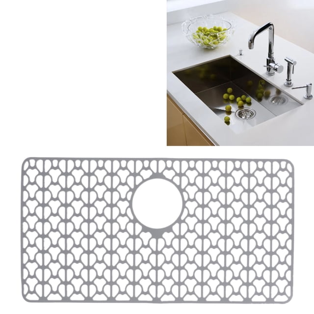 Anti Slip Silicone Sink Protector Mat, Reusable Multifunction Kitchen Sink Mat, Kitchen Sink Accessories with Drainage Hole for Bottom of Kitchen Sink