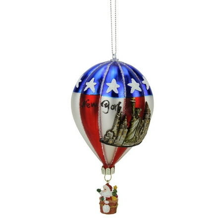 New York Yankees Christmas Ornaments - Northlight Seasonal ''New York'' Glass Hot Air Balloon Christmas Ornament