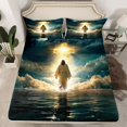 thumbnail image 2 of Homewish Christian Bible Verses Twin Sheet Sets, Mystic Western Cross Twin Fitted Sheet, Holy Heaven Flat Sheet, Microfiber Bedroom Decor, 3-Piece, 2 of 7
