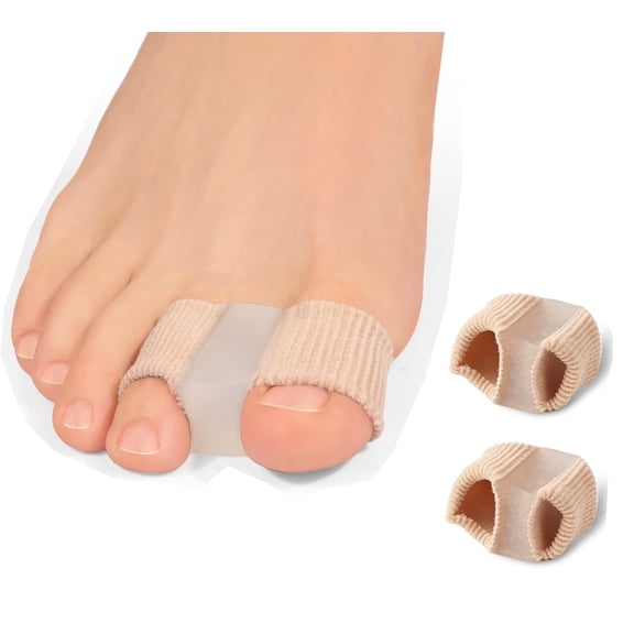2 Pcs Toe Separators for Bunion Correction W/Fabric Lining, Big Toe Straightener Elasticity Hammer Bunion Toe Corrector Spacers for Feet Women Men Correct, with 2 Loops (Small)