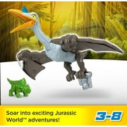 Imaginext Jurassic World Dominion Quetzal Dinosaur Toy with Soaring Action, 3 Piece Preschool Toys