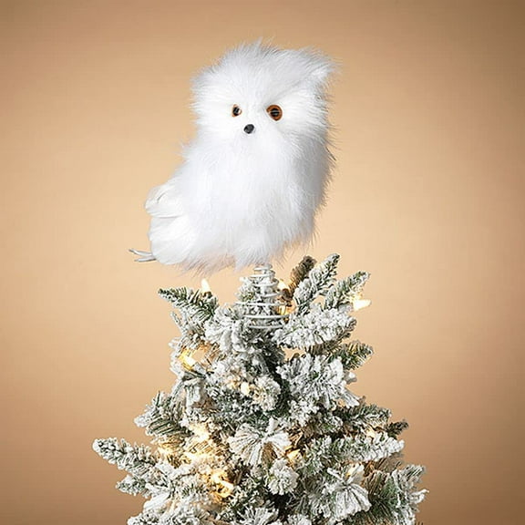 Gerson 2553540 Snowy Owl Tree Topper 12.5" H