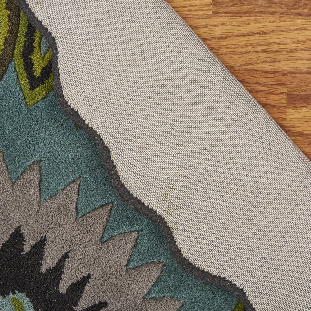LR Home Wren 5' Round Green Peacock Medallion Indoor Area Rug