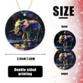 thumbnail image 2 of Funny Christmas Ornament,Color - Saturated Elephant Against Moody Background,Xmas Round Ceramic Pendant, 2 of 6
