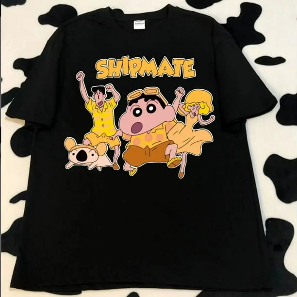 Camiseta Kawaii Crayon Shin Chan moda de Anime Y2K sudadera para parejas estampado de dibujos animados parte inferior holgada camisa grande de Navidad Shin Chan Walmart en linea