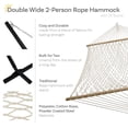 thumbnail image 3 of Sunnydaze 2-Person Polyester Rope Spreader Bar Hammock with Stand, 400 lb Capacity - Cream, 3 of 9
