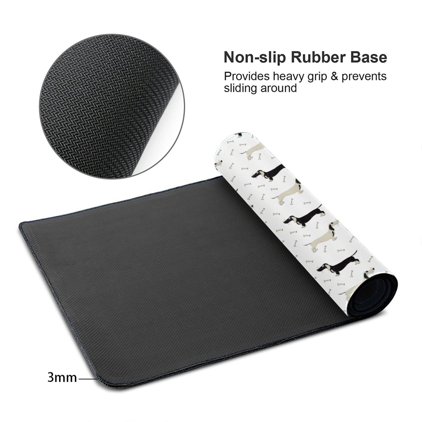 Kdxio Dachshund Dog Print Large Gaming Mouse Pad,Non-Slip Base,Water Resist Keyboard Pad for Gamer,Office & Home,29.5 x 15.8 in