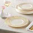 thumbnail image 3 of 40 pc Plastic Dinnerware Set , 20 Dinner Plates and 20 Side Plates , Elegant Fine China Look (Venetian Collection - Gold/Ivory), 3 of 12