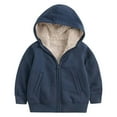 thumbnail image 2 of SonxaHe Little Girls Jacket with Hood Fleece Warm Thickened Zip Up Coats Kids Soft Comfy Outerwear Autumn Winter Jackets Blue,Sized 6-8, 2 of 3