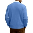 thumbnail image 4 of Havenx Mens Sweaters V Neck Knit Cardigans Long Sleeve with Button Outwear Solid Color Shawl Collar Regular Fit Classic Fall Trendy Dress,Blue 3XL, 4 of 7