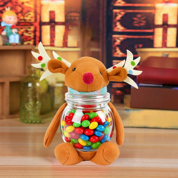 Tarro de plástico para dulces, adornos navideños, muñeco navideño, decoración de latas de dulces, regalo para el día de Navidad, lata de plástico transparente para dulces, decoraciones de Halloween, d