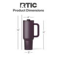thumbnail image 4 of RTIC 40 oz Ceramic Lined Road Trip Tumbler, Leak-Resistant Lid with Straw, Plum, 4 of 6