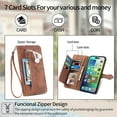thumbnail image 6 of CoverTrend for Samsung Galaxy A15 5G Case Wallet for Women,Embossed PU Leather Protective Cover Magnetic Wrist Strap Zipper Card Holder Flip Phone Case with Hand Strap for Samsung Galaxy A15 5G,Brown, 6 of 6