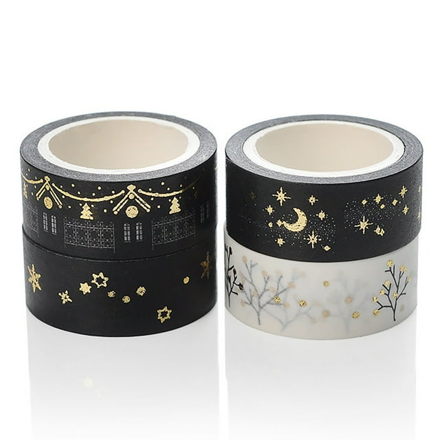 Coofit Craft Tape Glitter Cartoon 4 Rolls Moon Star Tree DIY Masking Tape Planner Tape