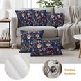 thumbnail image 5 of Navy Blue Flowers Outdoor Pillow Covers 26x26 Set of 2,Waterproof Patio Throw Pillowcase Protectors,Spring Vintage Floral Leaves Farmhouse Decorative Pillow Shams Cushion Covers for Seat Bed Couch, 5 of 8
