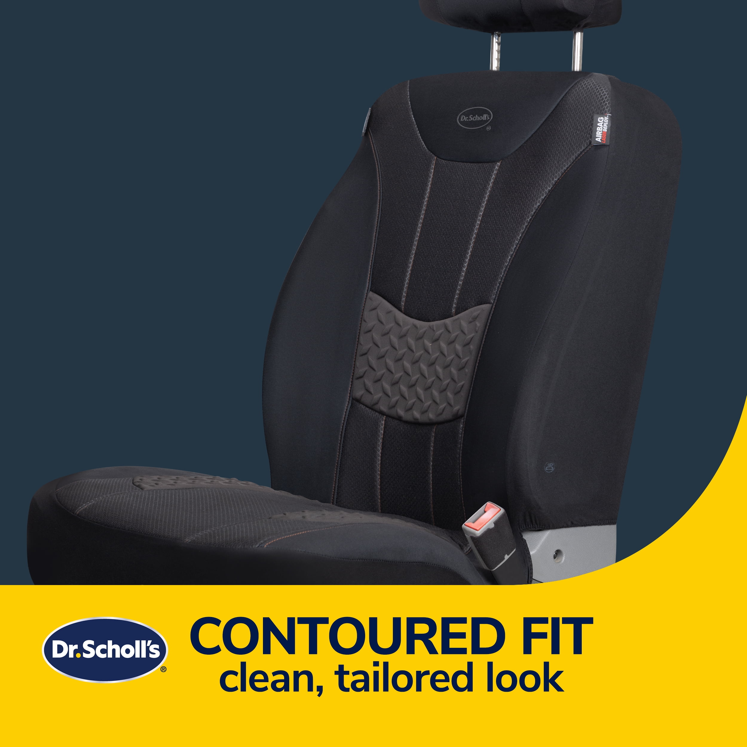 (2 pack) Dr. Scholl's 1-Piece Copper-Infused Seat Cover for Cars, Trucks & SUVs