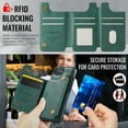thumbnail image 4 of For iPhone 16e PU Leather Wallet Phone Case,Compatible with Mag-Safe,Magnetic Detachable Card Holder,Back Flip Kickstand,2-in-1 Heavy Duty Shockproof RFID Blocking Phone Case,Green, 4 of 5