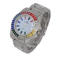 thumbnail image 3 of Charles Raymond Iced Out Mens Color on Blast Watch Single or Combo Sets with Blinged Out Bracelets Set. Iced Out Colourful Rainbow Flame Collection (ST10414 SLV), 3 of 4