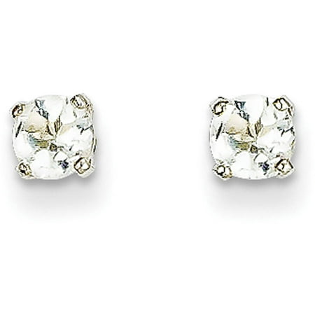 White Topaz 14kt White Gold 4mm Stud Earrings (Best Diamond Stud Earrings Reviews)