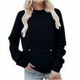 thumbnail image 2 of Oversized Casual Tops for Women New Oversized Casual Sweatshirts for Women Long Sleeve Crewneck Pullover Tops Fall Comfy Outfits with Pocket Black S, 2 of 5