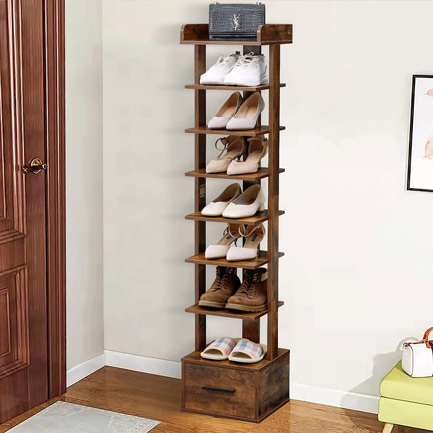 Nroech Expandable Shoe Rack Storage Organizer-Adjustable 2 Tier Wood and Metal  Shoe Shelf Heavy Duty Free Standing Shoe Rack for Closet Bedroom Entryway  (Natural) - Yahoo Shopping